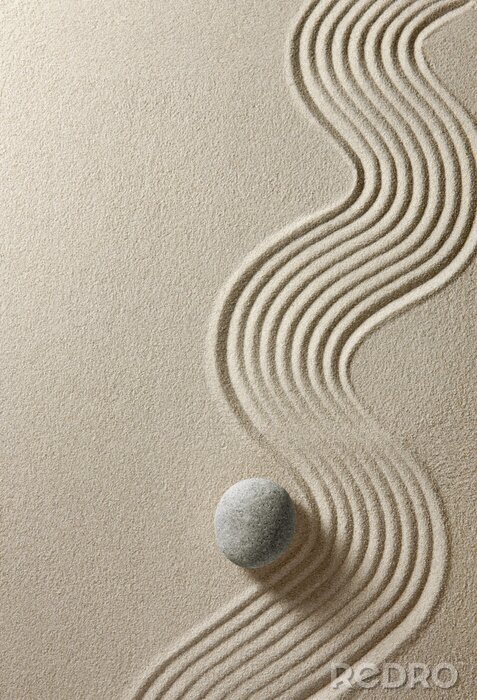 Fototapete Stein am Strand auf glattem Sand