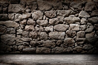 Fototapete Steinmauer in dunkler Gasse