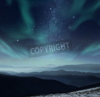 Fototapete Sterne und Polarlicht