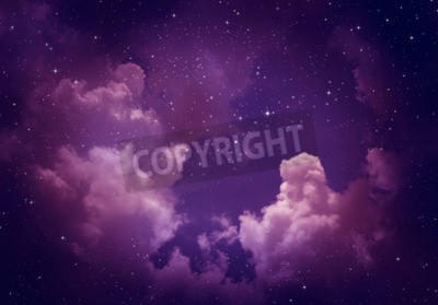Fototapete Sterne und violette Wolken