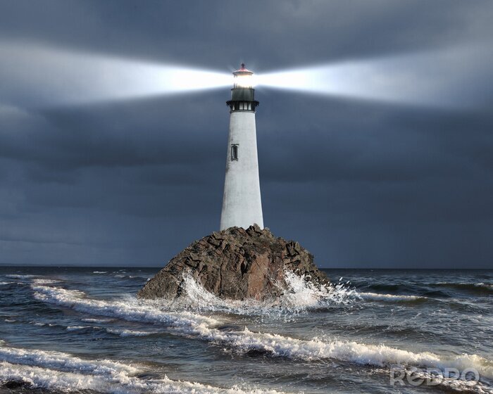 Fototapete Strahlender weißer Leuchtturm
