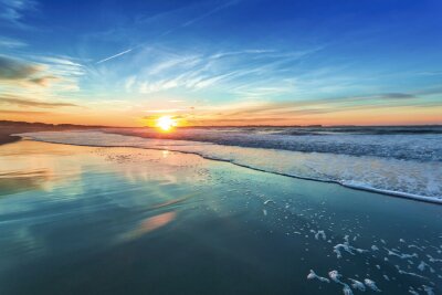 Strand 3D und Sonnenuntergang