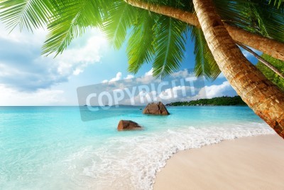 Fototapete Strand auf der Insel Praslin Seychellen