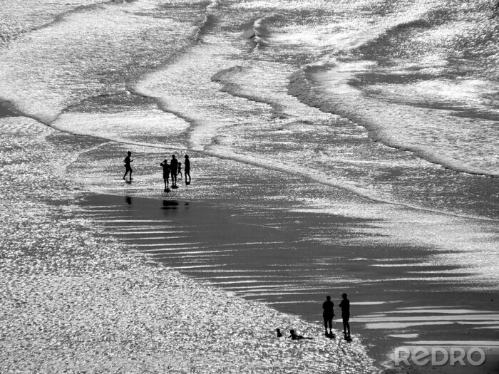 Fototapete Strand schwarz-weiß
