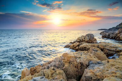 Fototapete Strand Steine und Meer in Kroatien