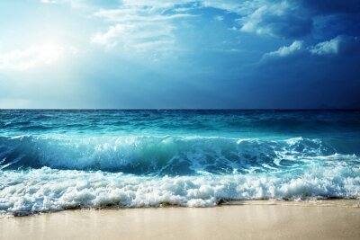Fototapete Strand und Wellen auf den Seychellen