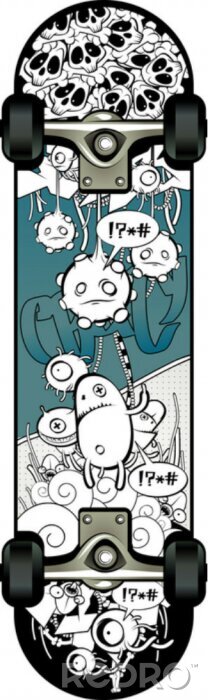 Fototapete Strange graffiti Bild auf Skateboard