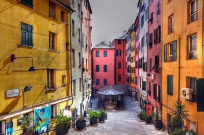 Fototapete Straße in Genua mit Häusern