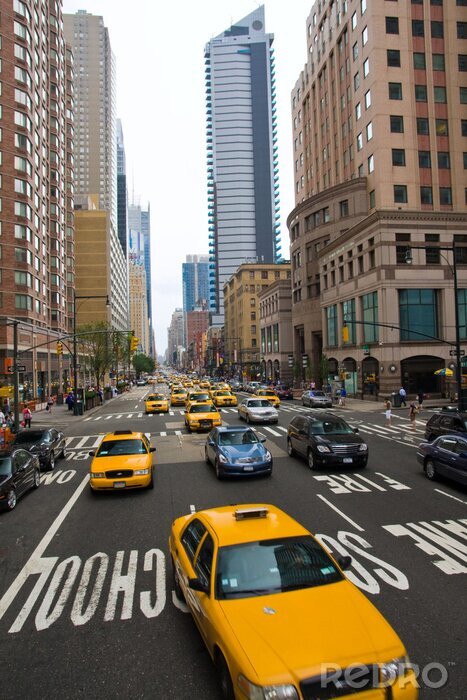 Fototapete Straße mit New Yorker Taxis