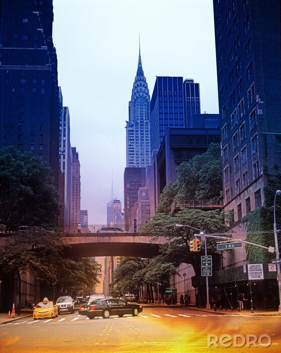 Fototapete Straße von New York City im Retro-Stil