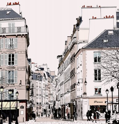Fototapete Straßen in Paris wie gemalt