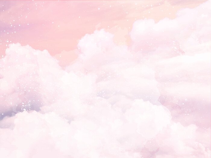 Fototapete Sugar cotton pink clouds vector design background