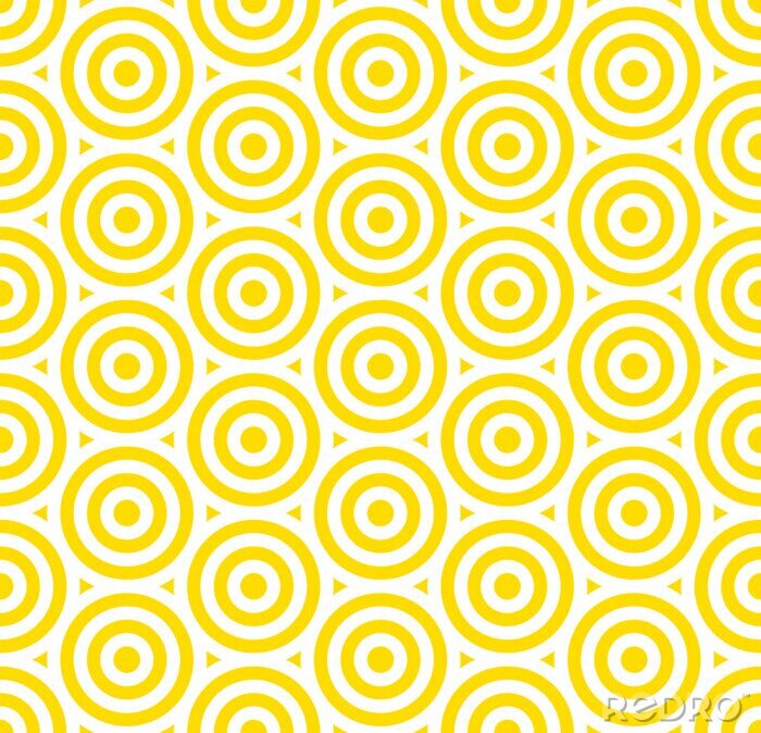 Fototapete Summer background circle stripe pattern seamless yellow and white.