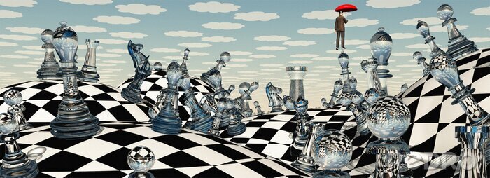 Fototapete Surrealistische Schachpartie
