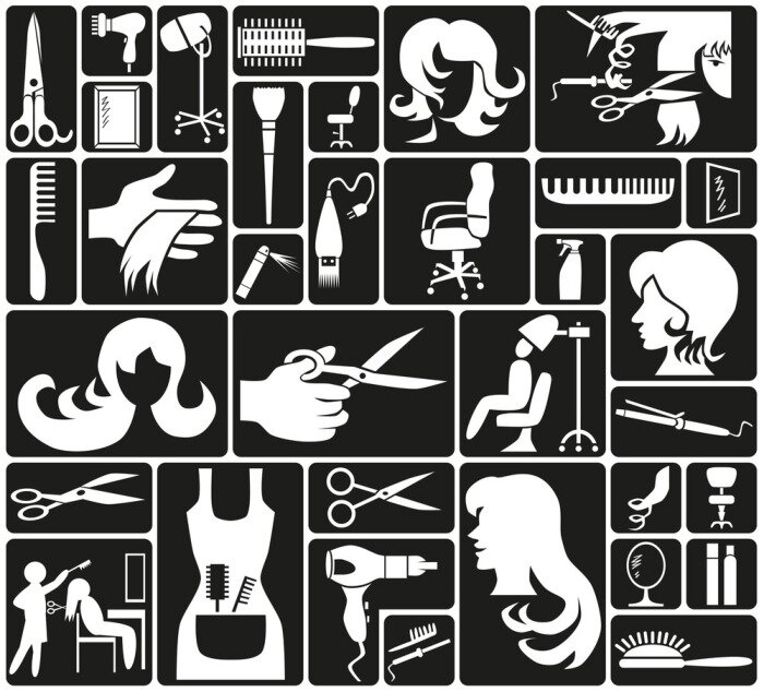 Fototapete Symbole der Friseurkunst