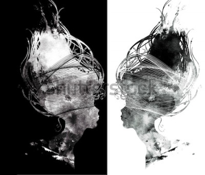 Fototapete Symmetrische Porträts in Schwarz-Weiß