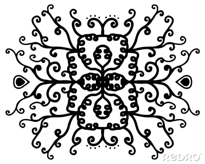 Fototapete Symmetrisches Schwarzweiss-Muster