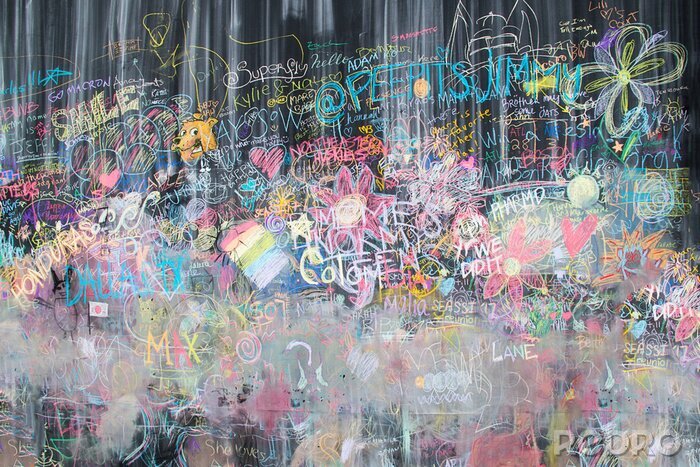 Fototapete Tafel mit Graffiti in Farbe