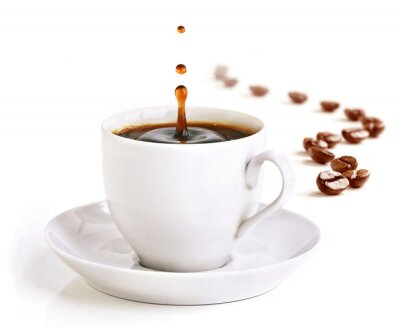 Fototapete Tasse Kaffee auf weißem Hintergrund