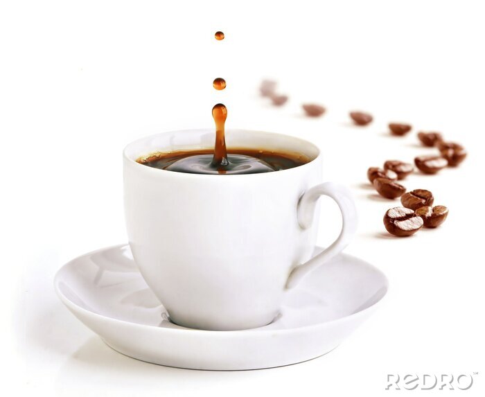 Fototapete Tasse Kaffee auf weißem Hintergrund