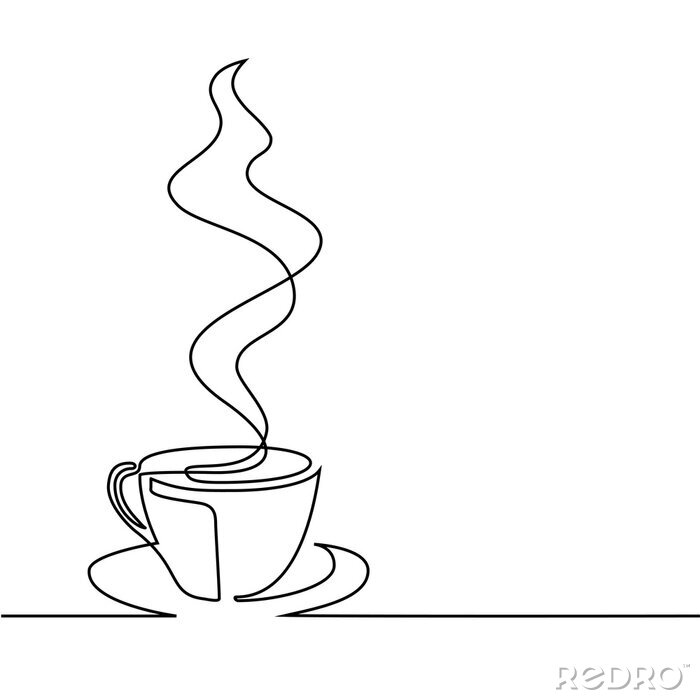 Fototapete Tasse Kaffee dämpfend einfache Grafik