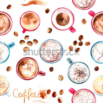 Fototapete Tassen mit verschiedenen Kaffeesorten