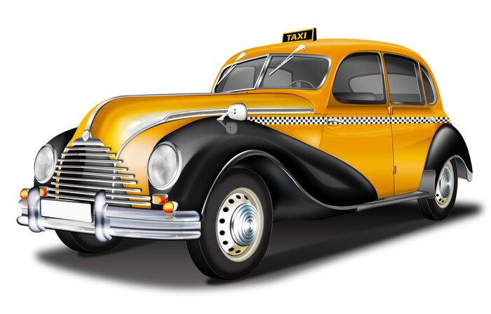 Fototapete Taxi Abstraktion im Retro-Stil