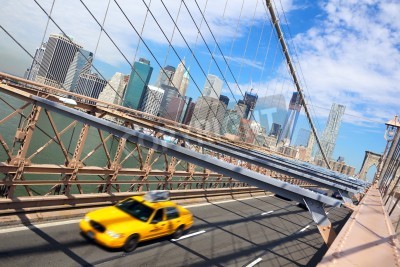 Fototapete Taxi auf New Yorker Brücke