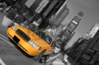 Fototapete Taxi auf unscharfem Hintergrund