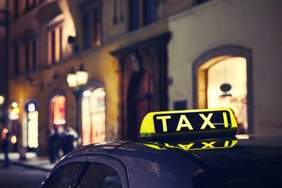 Fototapete Taxi in der Abenddämmerung