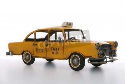 Fototapete Taxi-Modell auf weißem Hintergrund