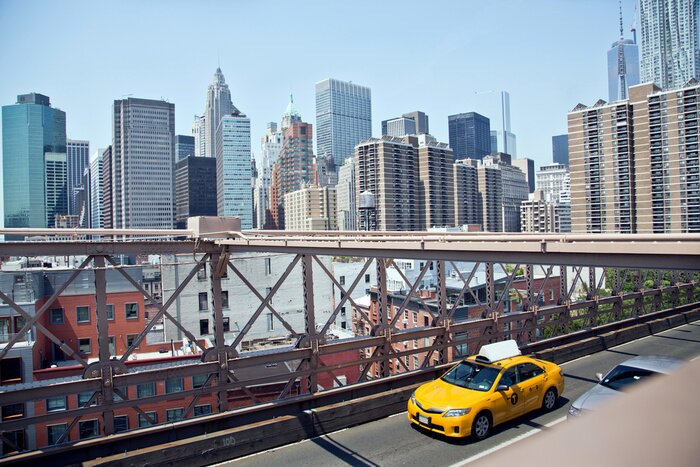 Fototapete Taxi und New Yorker Architektur