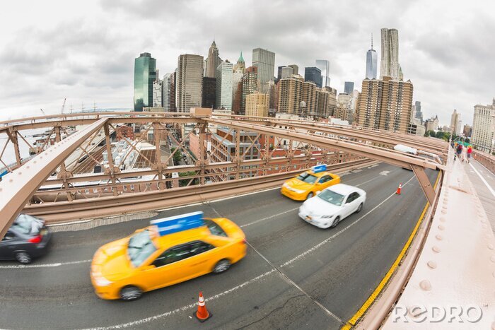 Fototapete Taxis und Brooklyn-Brücke