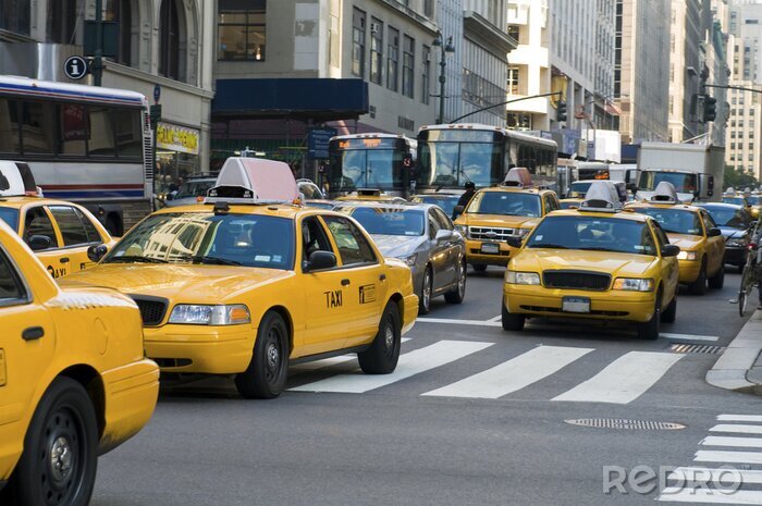 Fototapete Taxis und New Yorker Straßenverkehr