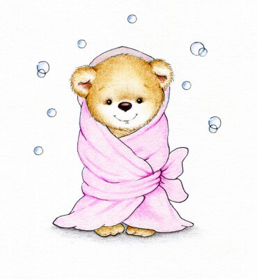 Teddybär eingewickelt in Decke