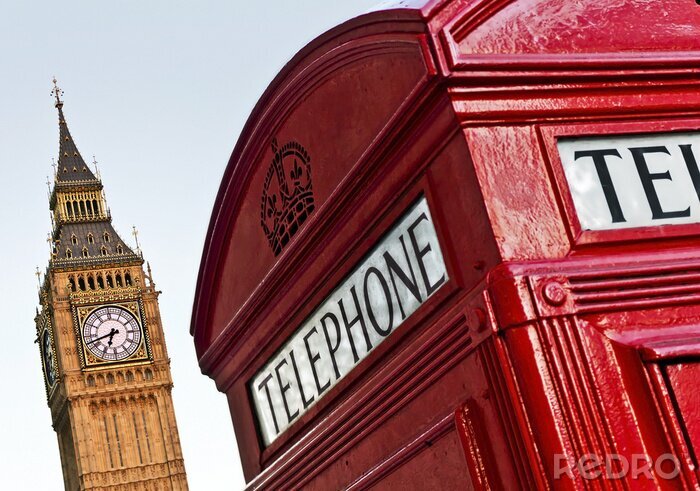 Fototapete Telefonzelle und Big Ben