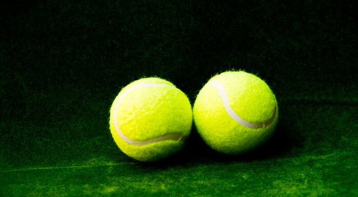 Fototapete Tennis 3D Bälle auf Gras