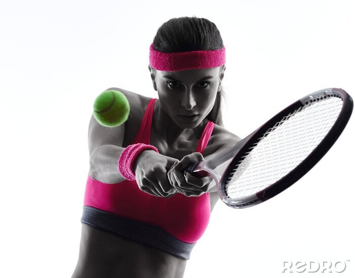 Fototapete Tennis 3D Frau mit Tennisschläger