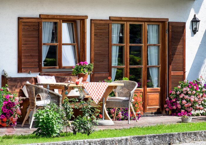 Fototapete Terasse am einfamilienhaus