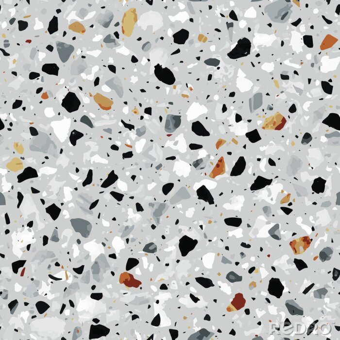 Fototapete Terrazzo flooring vector seamless pattern in gray colors