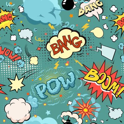 Fototapete Texte und Sprechblasen im Cartoon-Stil