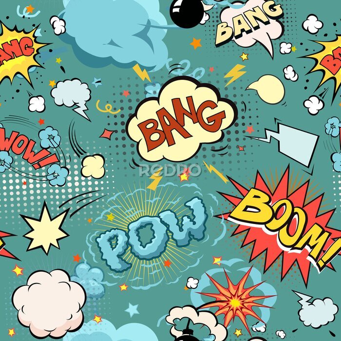 Fototapete Texte und Sprechblasen im Cartoon-Stil