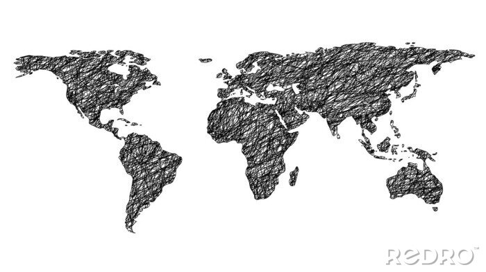 Fototapete Textur-Weltkarte vor weißem Hintergrund