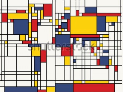 Fototapete The world map in colorful Mondrian style pattern