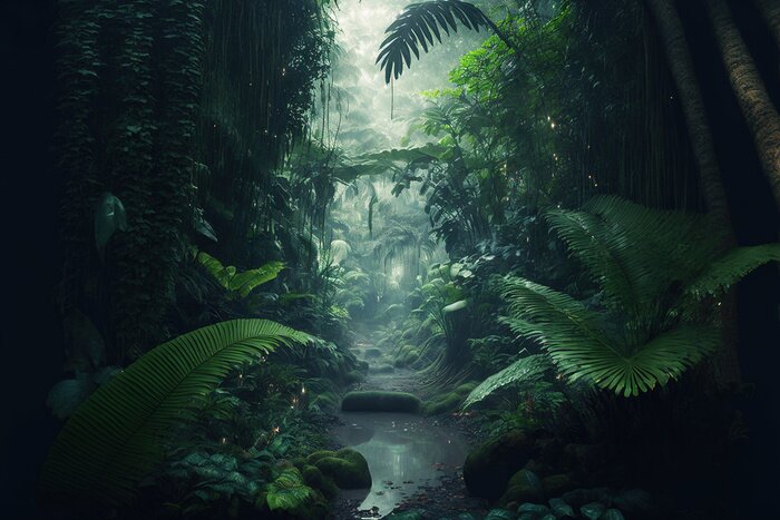 Fototapete Tief in den Regenwald
