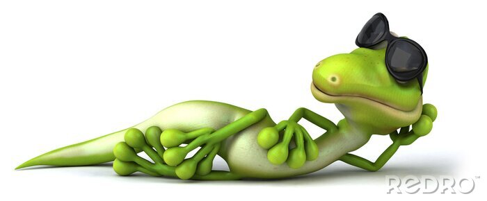 Fototapete Tiere 3D Eidechse mit schwarzer Brille