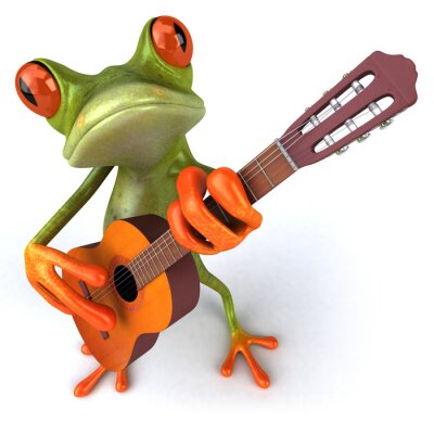 Tiere 3D exotischer Frosch mit Gitarre