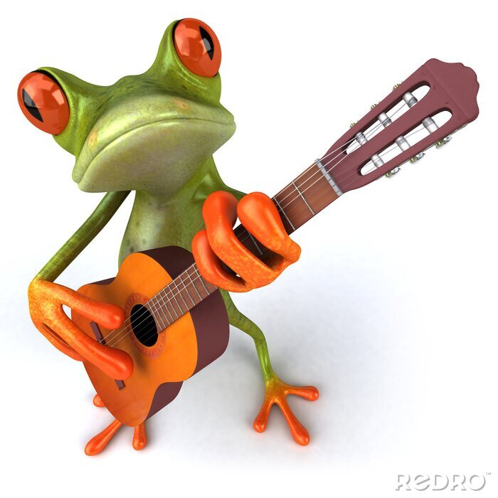 Fototapete Tiere 3D exotischer Frosch mit Gitarre