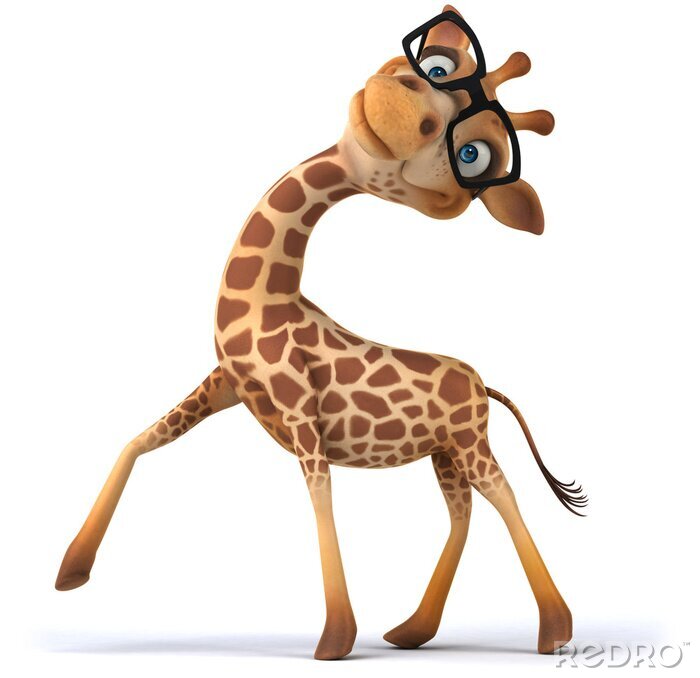 Fototapete Tiere Giraffe mit Brille und erhobenem Bein