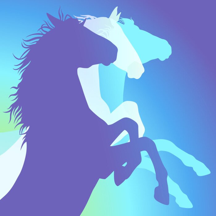 Fototapete Tiere Pferde mit erhobenen Hufen Grafik